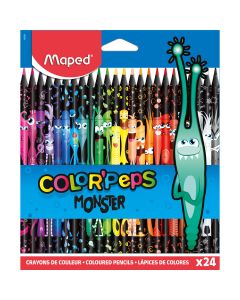 Kredki trójkątne MONSTER 24 kolory w czarnej obudowie 862624 COLORPEPS MAPED