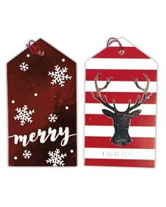 Zawieszki prezentowe Boże Narodzenie 20szt. 60X110mm tonacja czerwona 4 wzory 414526 TITANUM