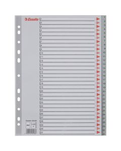 Przekładki plastikowe szare PP A4 1-31 numeryczne 100108 ESSELTE