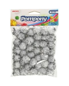 Pompony metaliczne 2cm (40sztuk) srebrne POM23 BREWIS