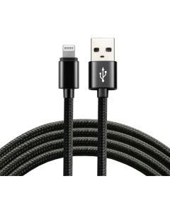 Kabel USB -> Lightning 2m 2,4A pleciony czarny EVERACTIVE (CBB-2IB)