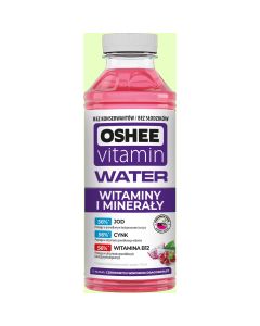Napój OSHEE VITAMIN WATER Witaminy i Minerały o smaku czerwonych winogron/dragonfruit 555ml z kaucją