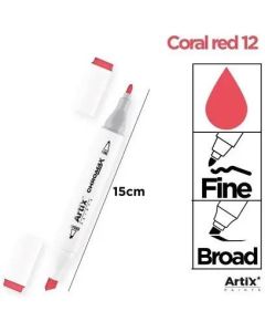 Marker alkoholowy dwustronny CORAL RED PP915-12 ARTIX