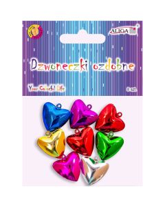 Dzwoneczki ozdobne serca 2,5cm 8szt. DZW-3203 ALIGA