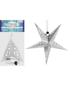 Gwiazda hologramowa srebrna 3D 30cm GW-7411 ALIGA