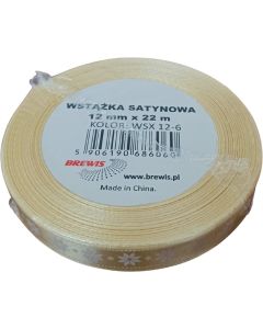 Wstążka satynowa Boże Narodzenie 12mm/22m złota WSX12-6 BREWIS