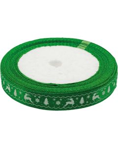 Wstążka satynowa Boże Narodzenie 12mm/22m zielona WSX12-16 BREWIS
