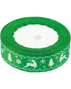 Wstążka satynowa Boże Narodzenie 25mm/22m zielona WSX25-16 BREWIS