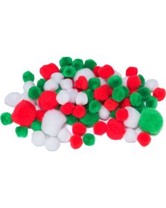 Pompony mix rozm. czerwone/białe/zielone 78szt. POM43