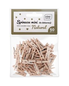 Naturalne spinacze do dekoracji MINI 50szt. INTERDRUK
