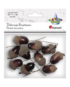 Dekoracja żołędzie na druciku 15x30mm (10szt.) TITANUM 439878