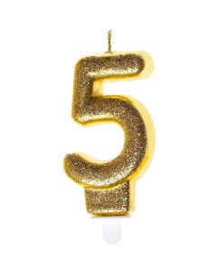 Świeczka urodzinowa złoty brokat 5 SH-687-5 GO PARTY
