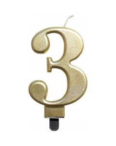 Świeczka urodzinowa metaliczna ZŁOTA SF-357-3 GO PARTY