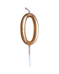 Świeczka urodzinowa metaliczna złota Cyferka 0 SH-719-0 GO PARTY