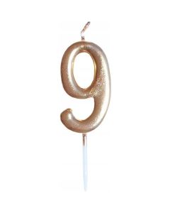 Świeczka urodzinowa metaliczna złota Cyferka 9 SH-719-9 GO PARTY