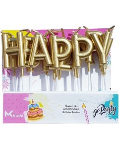 Świeczki urodzinowe złote metaliczne Happy Birthday SF-891 GO PARTY