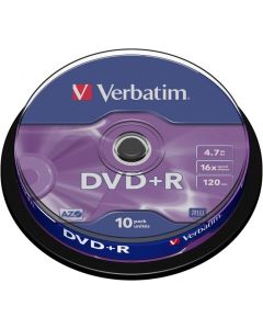 Płyta DVD+R 4,7GB VERBATIM cake (10szt) 16x Matt Silver 43498