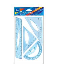 Zestaw geometryczny z linijką 20cm NIEBIESKI BL011-BK TETIS