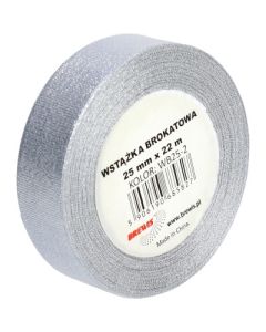 Wstążka brokatowa srebrna 25mm WB25-2 BREWIS