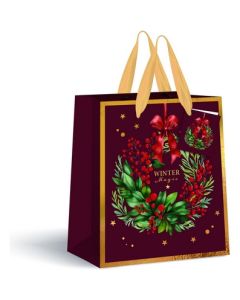 Torebka prezentowa mała Burgundy Boże Narodzenie 190g 18x23x10cm INTERDRUK
