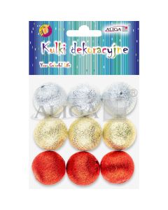 Kuleczki dekoracyjne styropianowe pokryte metalizowanymi nićmi roz. 3cm op. 9szt. BOM-4374 ALIGA