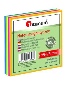 Bloczek magnetyczny mix kol. neonowy 75x75mm 100k. 456960 TITANUM