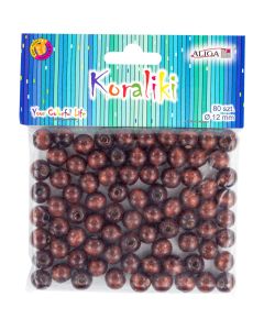 Koraliki drewniane brązowe 12mm (80szt.) PJ-0651 ALIGA