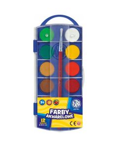 Farby akwarelowe 12kol. fi 23.5 z pędzelkiem 832169050 ASTRA