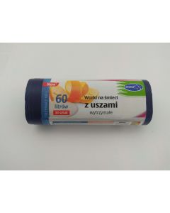 Worki na śmieci z uszami wytrzymałe 60L 20szt. granatowe (HD-LD) WNS-9725V1 STELLA