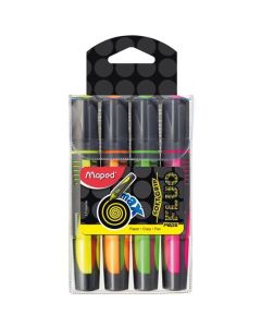 Zakreślacz FLUO PEPS max mix 4 kolorów etui pud. z zaw. MAPED 742947