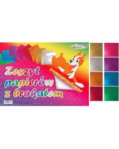 Zeszyt papierów brokatatowych samoprzylepnych 8 kol.17x25cm ZPBS-6389 ALIGA