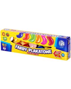Farby plakatowe 13 kolorów - 20 ml 12+1 kolor gratis 301115005 ASTRA