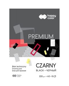 Blok techniczny A3 10k 220g czarny PREMIUM HA 3722 3040-9 HAPPY COLOR