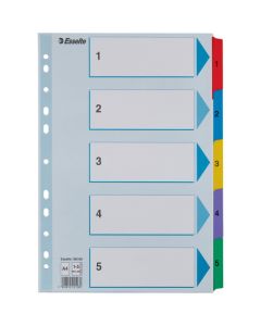 Przekładki kartonowe MYLAR A4 1-5 białe 100160 ESSELTE