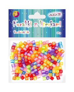 Koraliki kolorowe z literkami 6x6mm PJA-0354 ALIGA