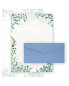 Papeteria ozdobna A4 Arkusz Fiori Blue 100g.(20ark.) +koperta DL gładki ciemnoniebieski (10szt.) 206252 Galeria Papieru