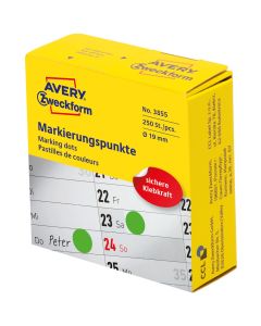 Kółka w dyspenserze trwałe 250szt. 19mm zielone 3855 AVERY ZWECKFORM