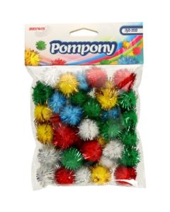 Pompony metaliczne mix kolorów 78sztuk POM05 BREWIS