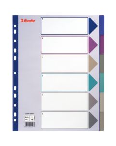 Przekładka PP A4 MULTICOLOR 6 kart 20647 MAXI ESSELTE