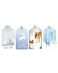 Zawieszki prezentowe Boże Narodzenie 20szt. 60x110mm tonacja srebrna 4 wzory 414524 TITANUM