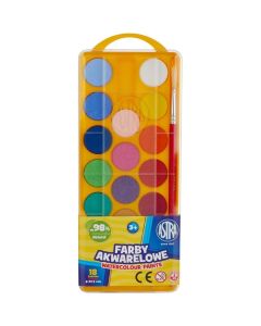 Farby akwarelowe 18 kolorów - fi 23,5 mm z eurozawieszką 83210900 ASTRA