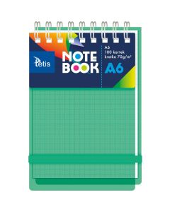 Kołonotanik A6 100k kratka okładka PP zielona 70g. KB060-ZKA6 TETIS