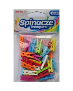 Spinacze-klamerki drewniane ozdobne mix kolorów 2,5cm (40 szt.) BREWIS