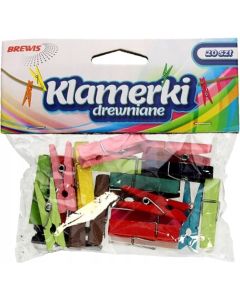 Spinacze-klamerki drewniane ozdobne mix kolorów 4,5cm (20 szt.) BREWIS