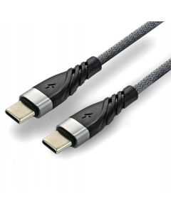 Kabel USB-C -> USB-C 1m 3A 60W pleciony szary EVERACTIVE (CBB-1PDG)