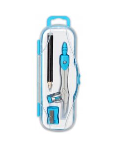 Cyrkiel szkolny z ołówkiem + temperówka w etui PC-102 niebieski TT7637 PENMATE