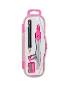 Cyrkiel szkolny z ołówkiem + temperówka w etui PC-102 różowy TT7635 PENMATE