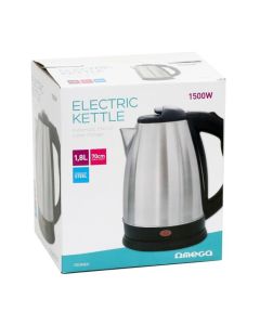 Czajnik elektryczny OMEGA STAINLESS STEEL BRUSHED FINISH INOX 1,8l. 1500W (45189)